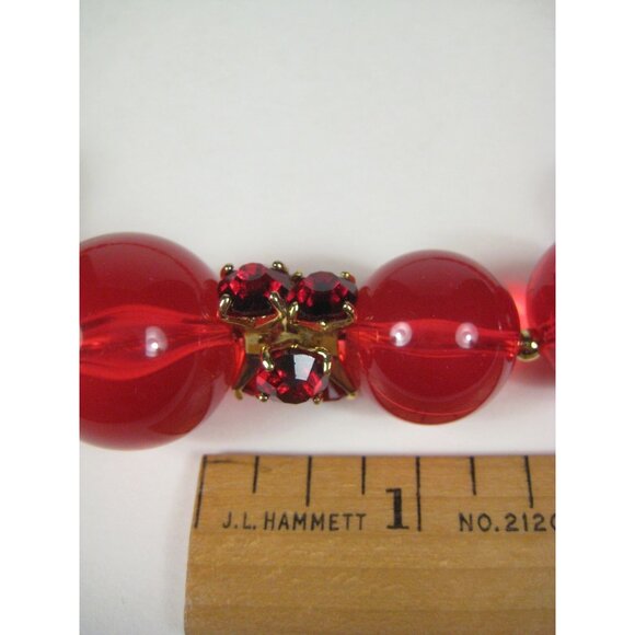 Kate Spade New York Red Lucite Ball Beaded Necklace Designer Signed 26 inch - Picture 8 of 12